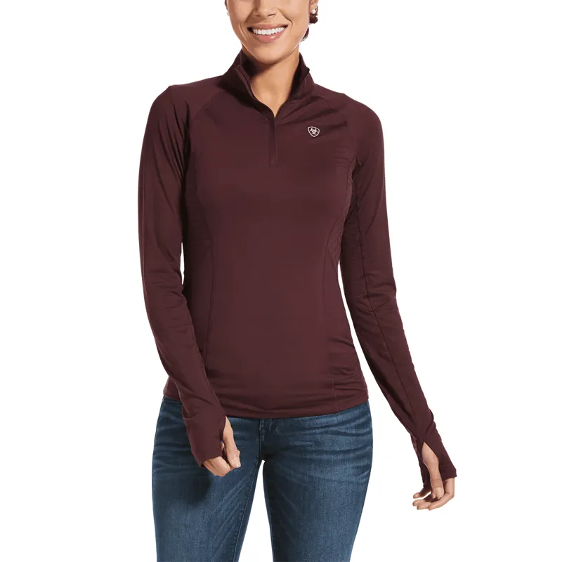 Ariat Womens Lowell 2.0 1/4 Zip Baselayer - Wine Tasting